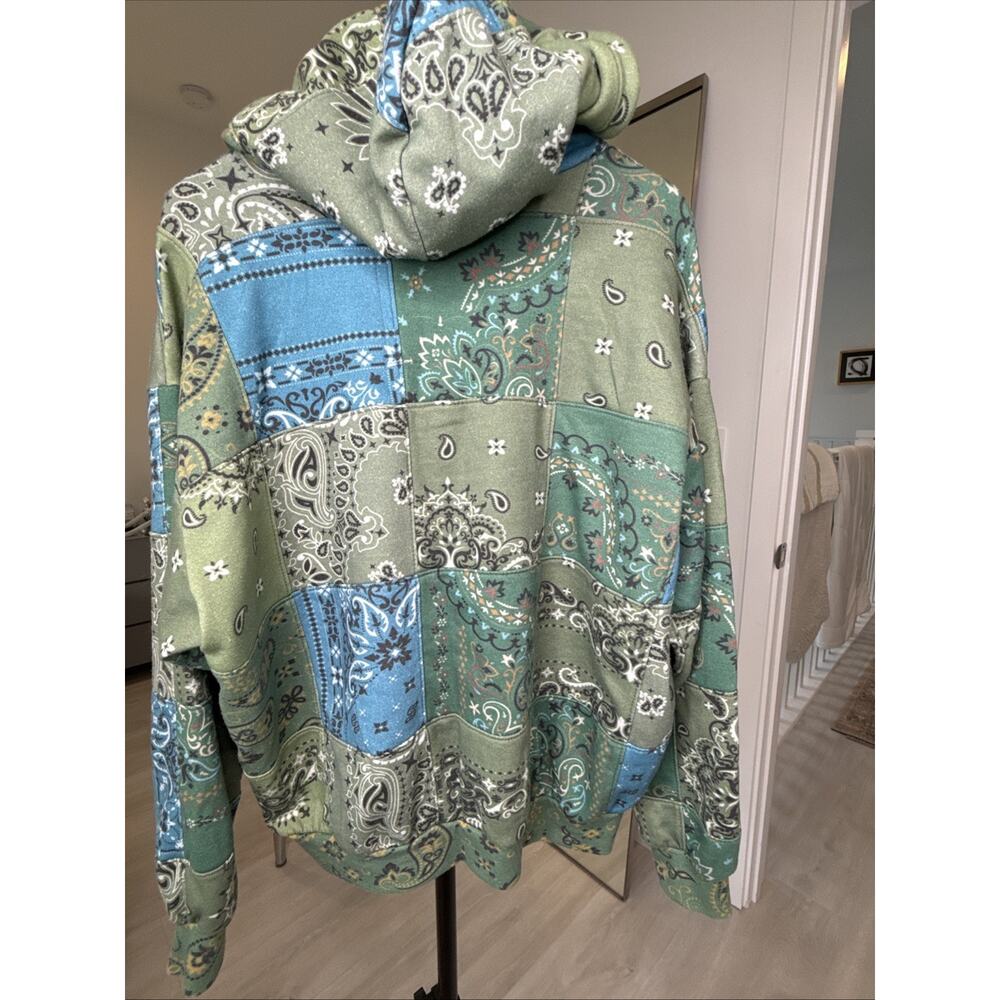 AVIATOR NATION-BANDANA QUILTED Relaxed ZIip Hoodie-Blue-Unisex Medium-Washed 1 x - Picture 12 of 14
